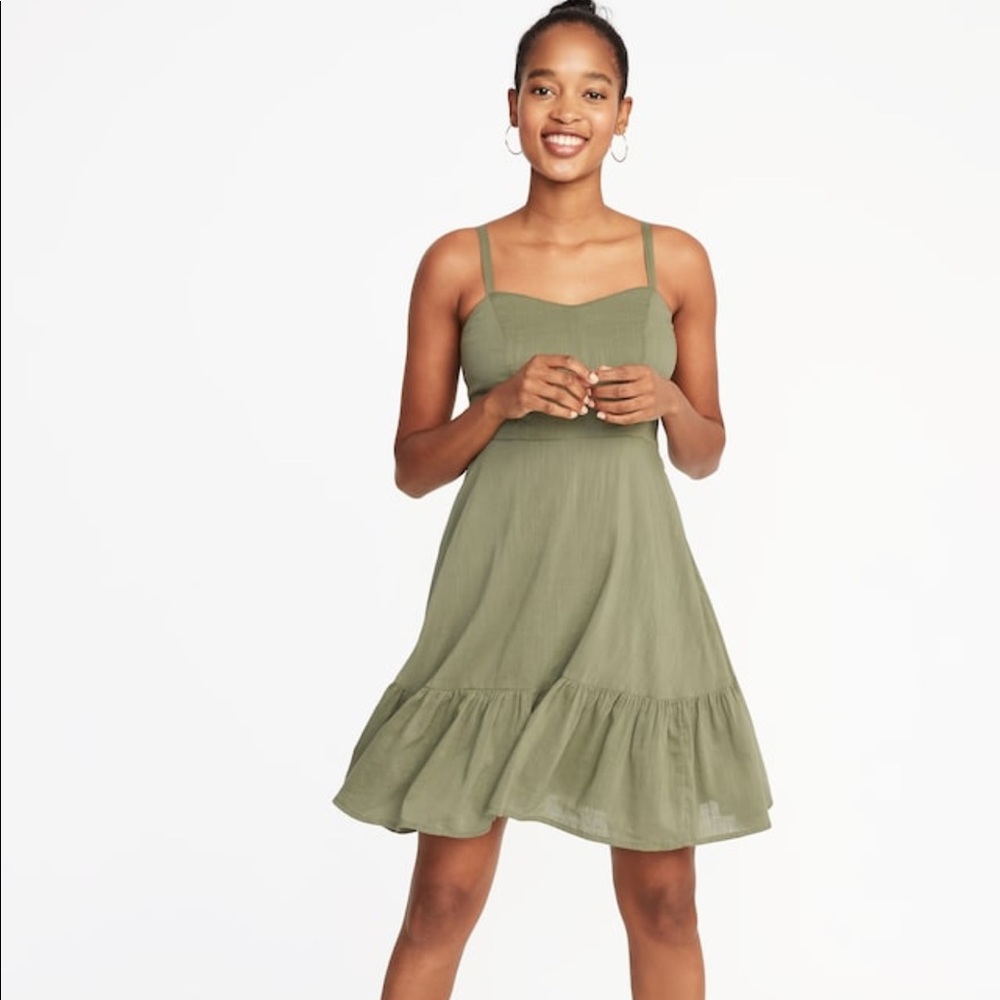 Army green cami dress